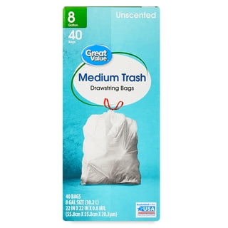 Great Value Small Flap Tie Trash Bags, Eucalyptus Mint Scent, 4 Gallon, 40  Bags 