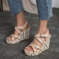 thumbnail image 1 of Zapatos de mujer Casual verano moda romana cuña serpiente patrón correas cruzadas cinturón hebilla cuña sandalias Wmkox8yii  sa3396, 1 of 8