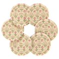 thumbnail image 7 of Yayeee 6 PCS Drink Coasters with Holder Set Woven Absorbent Round Tabletop Hot Pad, Pastel Green Geometric, 7 of 7