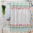 thumbnail image 3 of Spring Floral Shower Curtain, 72" x 72", Watercolor Flowers Green Leave Green Plaid Frame Waterproof Bathroom Curtain Washable Shower Curtain Set with 12 Hooks, 3 of 8