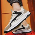 thumbnail image 4 of XIMIN Men's Suede Leather Platform Lace-Up Low Top Colorful Block Sneakers Non Slip Fashion Comfortable Lightweight Street Style Walking Workout Sport Work Tennis Shoes, 4 of 8