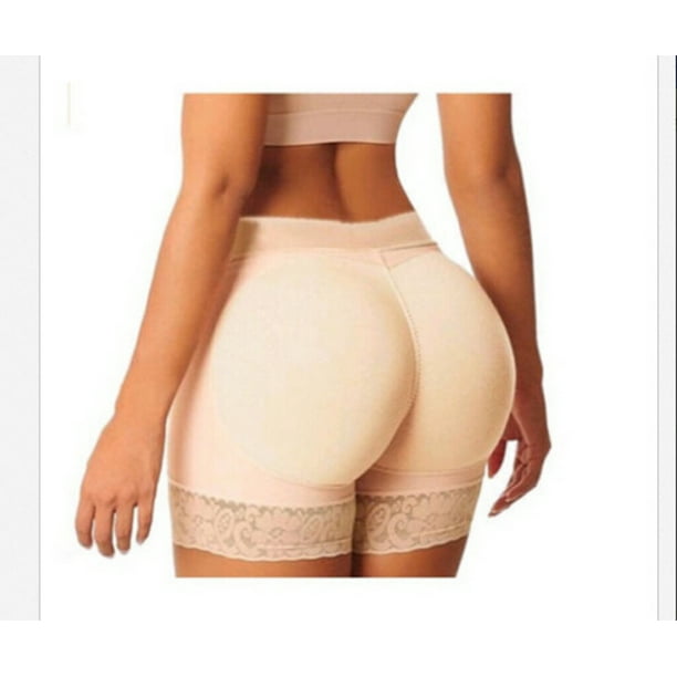 Glus Spendex Lycra Lace Butt Enhance Padded Women Hipster Beige