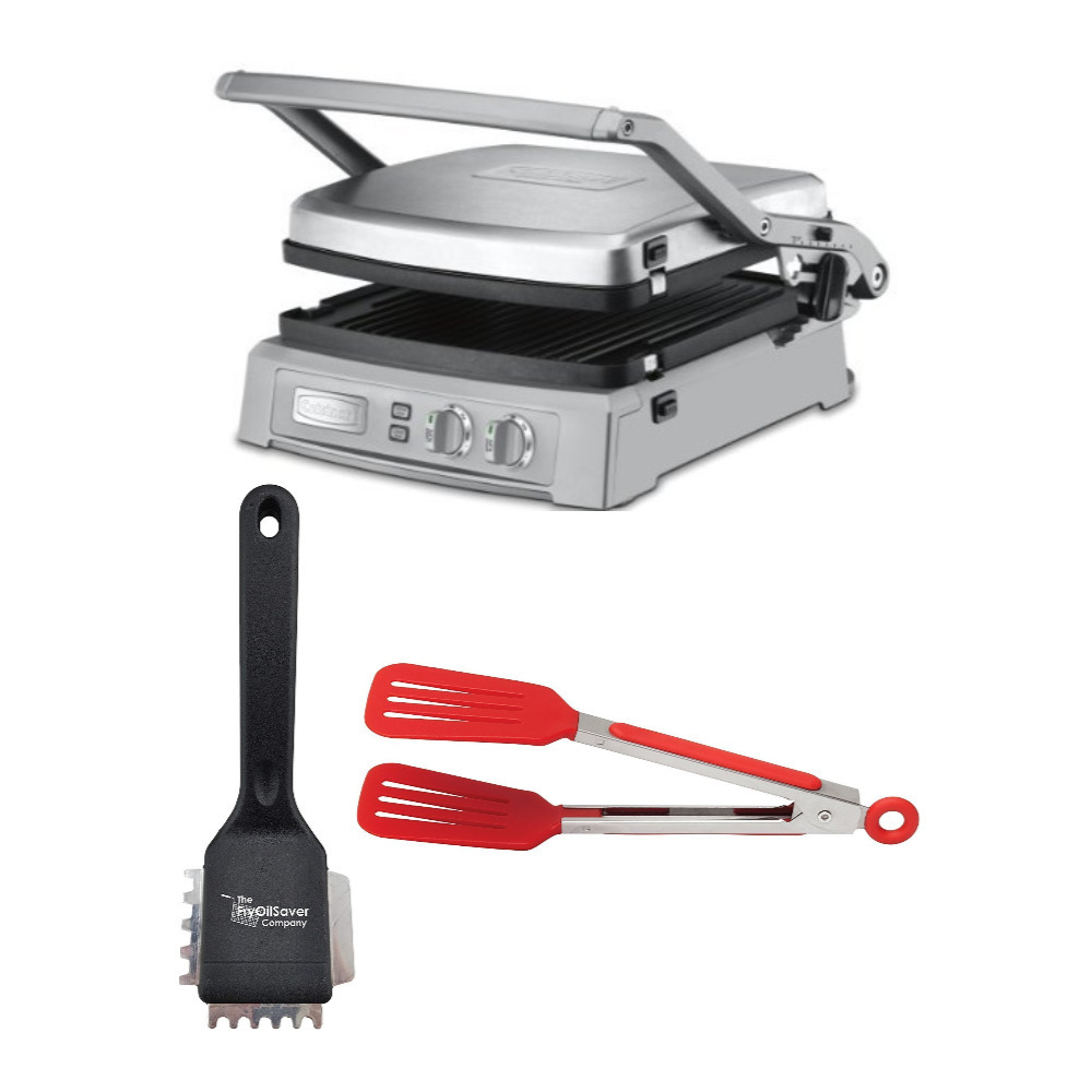 Cuisinart GR-150 Griddler Deluxe (Brushed Stainless) with Grill Brush Bundle - image 1 of 8