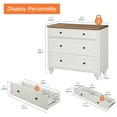 thumbnail image 4 of WAMPAT White Nightstand with 3 Drawers, Large Wood Bedside Table Night Stand for Bedroom, Wide Sofa Side End Table 3 Drawers Chest of Dresser for Living Room, Bedroom, White, 34 inch, 4 of 7