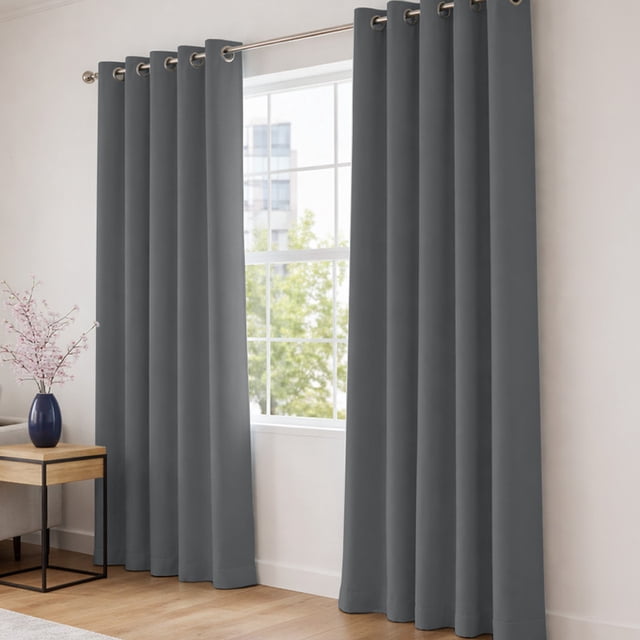 Cortinas Blackout 275cm Ancho X 215cm De Largo En 2 Paneles, 100% Microfibra Poliéster GRIS CLARO