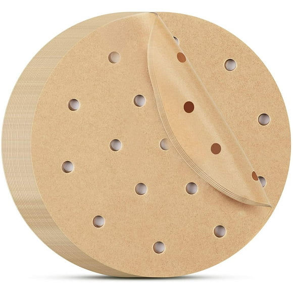 Beasea Air Fryer Round Liners 6 Inch, 200pcs Parchment Paper Unbleached Filter Paper Perforated Parchment Paper Bamboo Steamer Papers for Air Fryer and Steaming Basket
