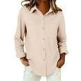 thumbnail image 3 of Womens Button Down Shirts Long Sleeve Cotton Gauze Tops Casual Collared Blouses Loose Fit Casual Shirts for Women Long Sleeve Button Down Blouses Fall 2026 Solid Color Trendy Tops, 3 of 7