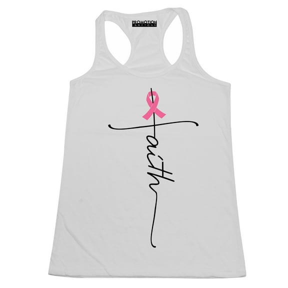 Breast Cancer Support Faith Cross Women's Tank Top, XL, White