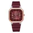 thumbnail image 1 of HBFAGFB Montre pour Femme Mode Bracelet en Silicone Cadran Carré Montre Simple Accessoires Mignons Rouge, 1 of 3