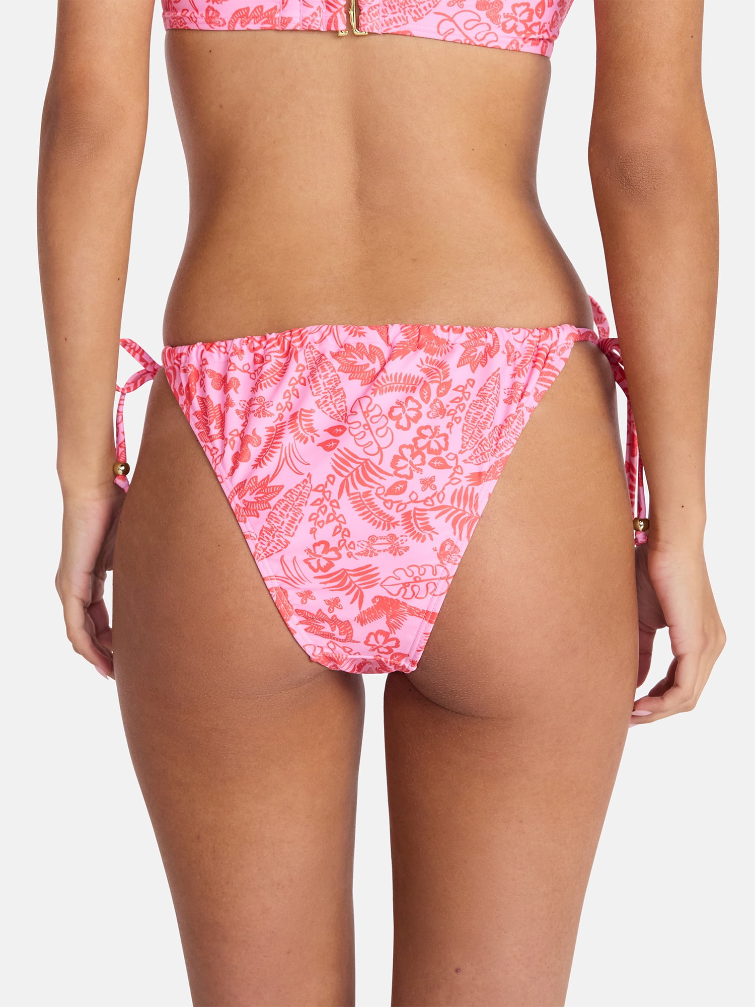 No Boundaries Low Waist Side Tie Bikini Bottoms, Women's XXS-XXL