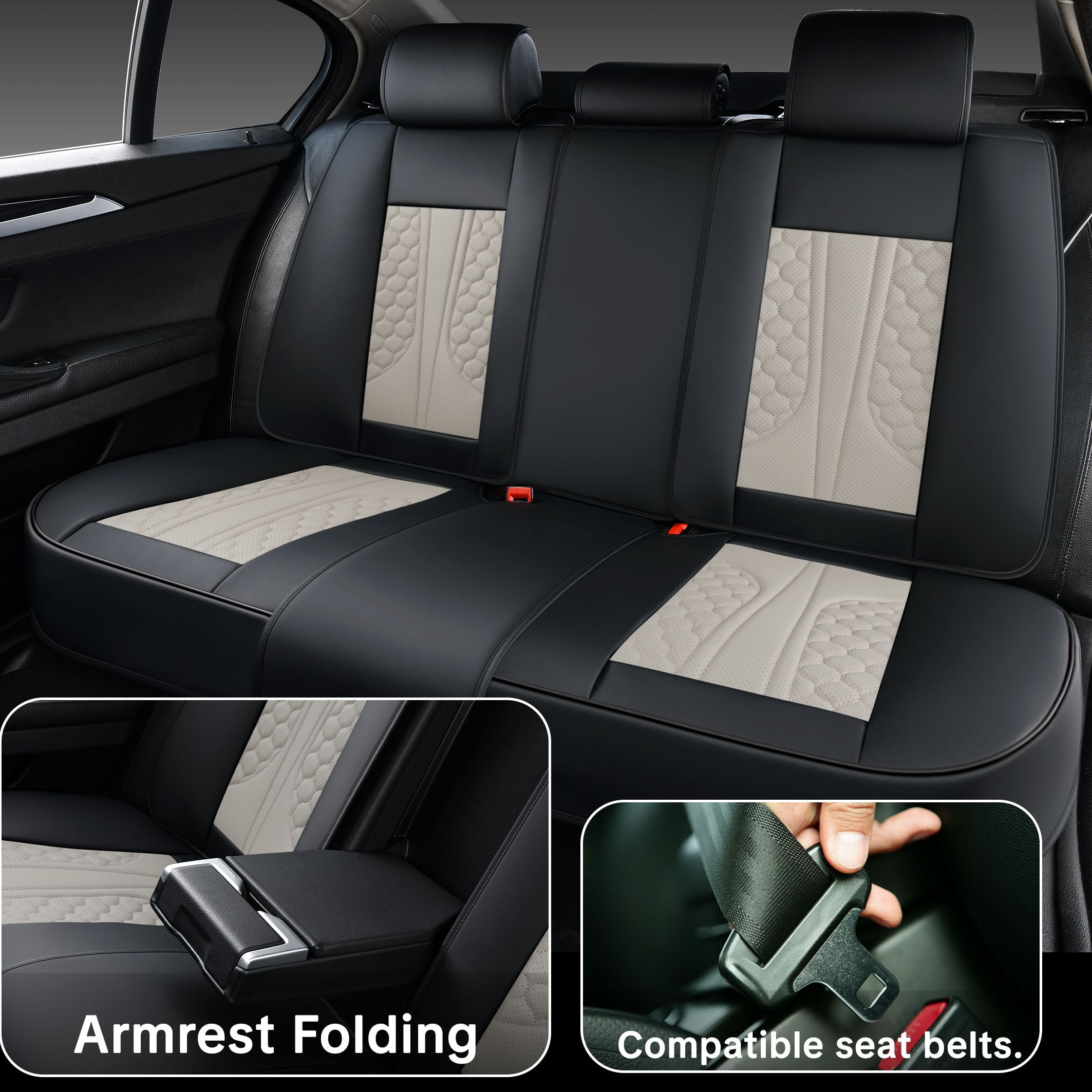 Car Seat Cover for Hyundai Tucson 2005-2026, Black and Gray Car Seat Covers, Premium Leather, 5 Piece Full Set, Waterproof, Anti-Slip, Suitable for All Seasons, Beautify the Interior of Old Cars