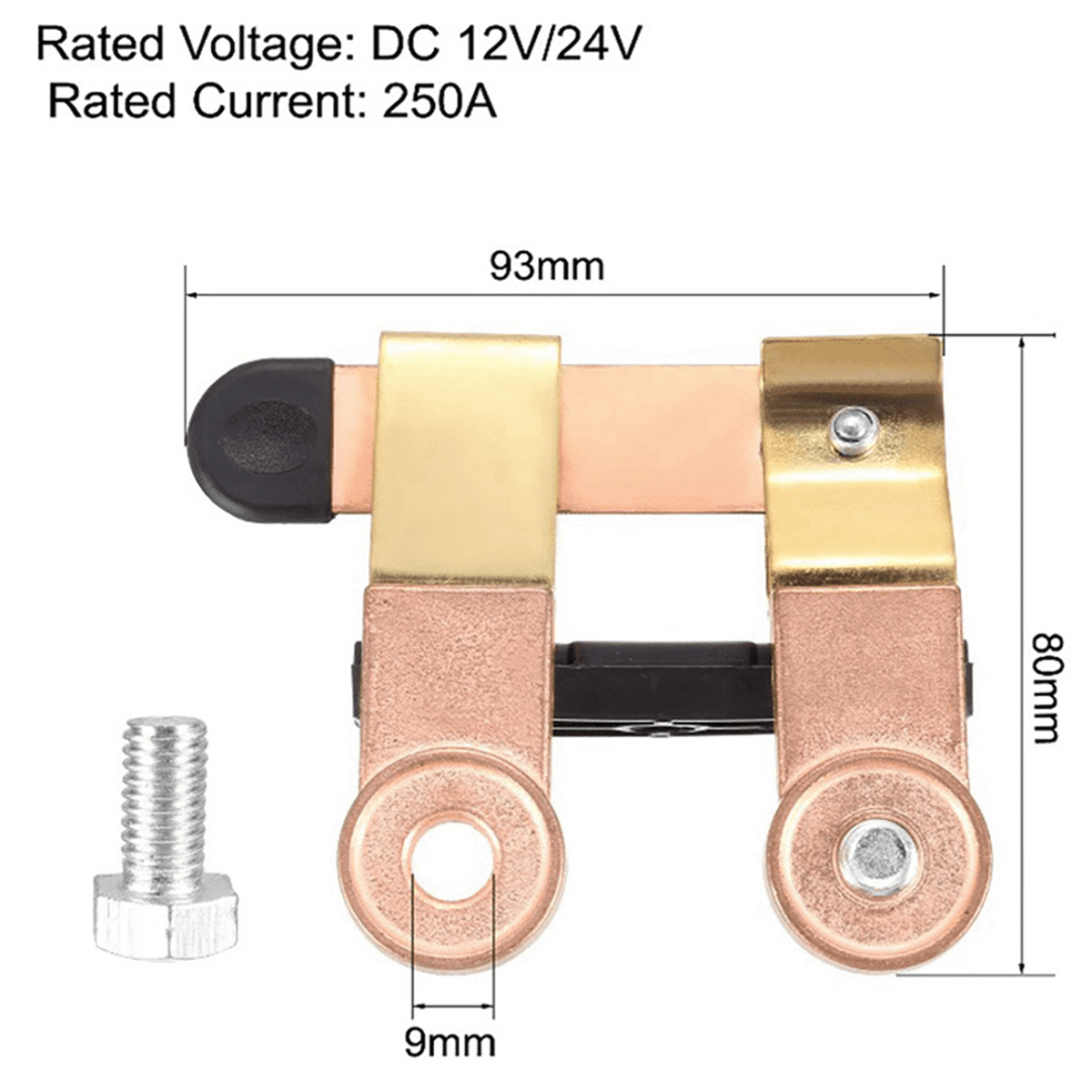 2X Side Post Knife Blade Switch 12V / 24V Battery Disconnect Switch Isolator for Marine Car Boat RV ATV (with Long Bolt)