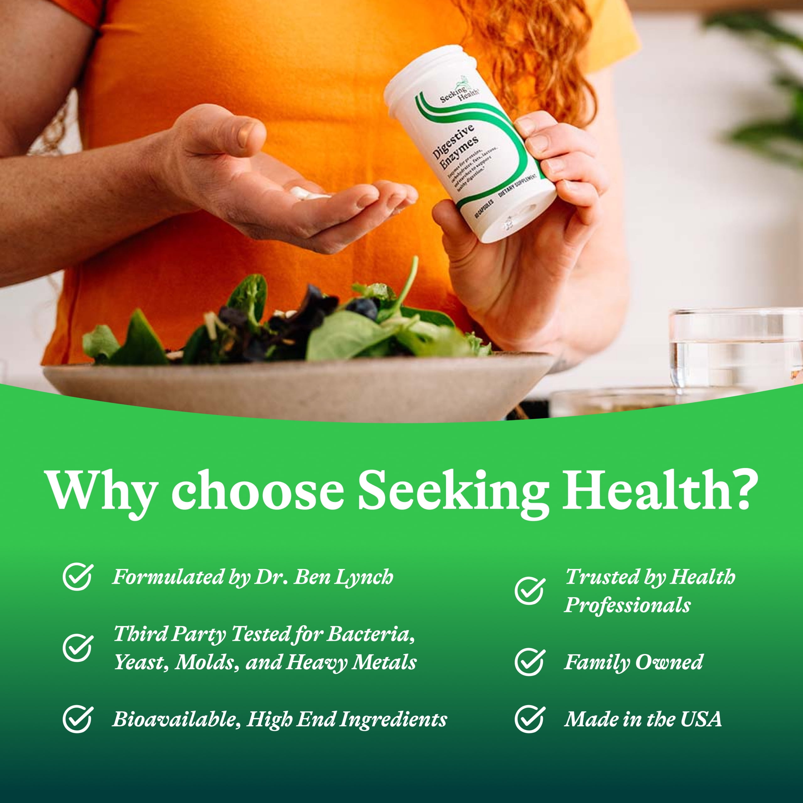 Seeking Health Digestive Enzymes- Enzymes for protein, carbohydrates, fats, lactose, and starches to support healthy digestion- 60 Capsules