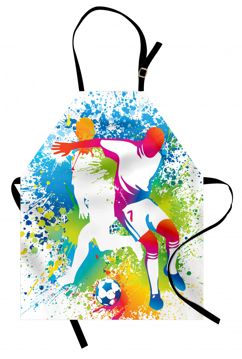 Youth Apron Football Players with a Soccer Ball and Colorful Grunge