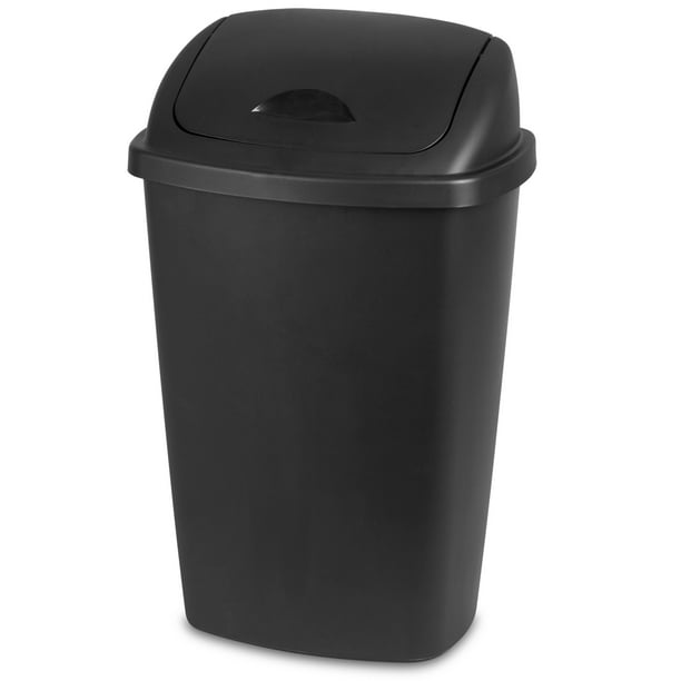 Sterilite 13 2 Gal Swingtop Wastebasket Black Walmart Com Walmart Com