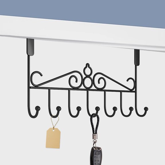 COM1950s Over Door Hooks Heavy Duty,16.4X8.7X2 Inch Rustproof Door Hook Hanger with U-Shaped Hooks,No Drill Space Saving Closet Organizer for Bathroom Entryway Storage