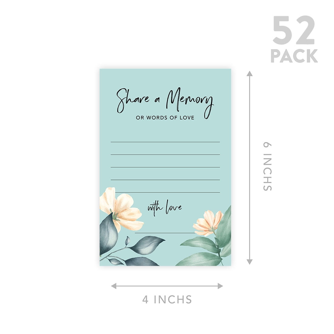 Koyal Wholesale Share a Memory Cards, Watercolor Flowers Cards for Wedding, Life Memories, 4" x 6", 52-Pk