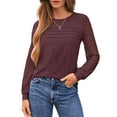 thumbnail image 3 of UVN Blouses for Women Dressy Lace Pleated Tunic Tops Casual Long Sleeve Fall Shirts, 3 of 9
