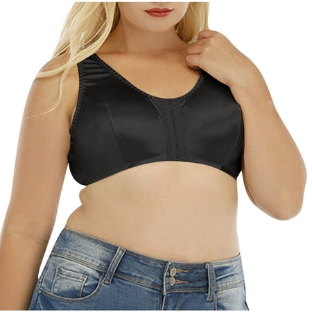 XFLWAM Women s Bras Plus Size Front Close Support Wirefree Bras Full Coverage Solid Color Elegant Comfort Everyday Bra