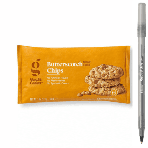 Good & Gather Butterscotch Chips with pen