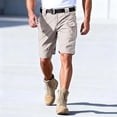 thumbnail image 2 of YLSDY Cargo Shorts for Men Waterproof Outdoors Work Shorts Knee Length Baggy Elastic Waist Hiking Shorts with Pockets Khaki XXXXXL, 2 of 9