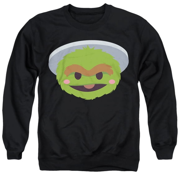 Sesame Street Oscar The Grouch Kawaii Face Unisex Adult Crewneck Sweatshirt, Black, 5X-Large