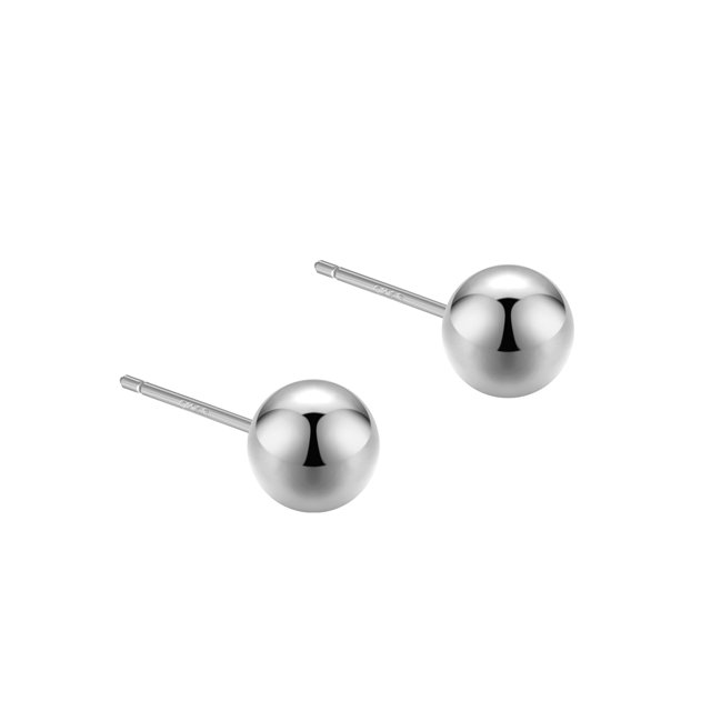 Pendientes de plata de ley S925 para hombres y mujeres, sencillos, avanzados, fotosensibles, con superficie redonda, con cuentas, diseño de aguja para la oreja