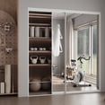 thumbnail image 3 of 72" x 80" H Aluminum Frame 1 Lite Tempered Mirrored Sliding Closet Doors with Installation Hardware Kit, 3 of 8