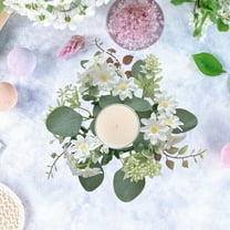 Hydrangea Candle Garland, Artificial Flower Candlestick Ring, Floral Table Centerpiece Decor, Party Dining Table Ornament, Reusable Plastic Wreath