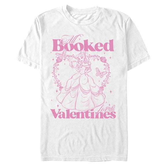 Mens Disney Belle All Booked for Valentines T Shirt