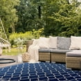 thumbnail image 4 of SAFAVIEH Courtyard Alina Geometric Quatrefoil Indoor/Outdoor Area Rug, Navy/Beige, 6'7" x 6'7" Square, 4 of 10