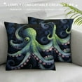 thumbnail image 3 of Shangniulu Octopus Throw Pillow Cover, Octopus Pillow Cover, Ocean Animal Decorative Pillow Cover for Home Bed Sofa Couch, Sealife Ocean Life Cushion Case, Black Green, 3 of 5