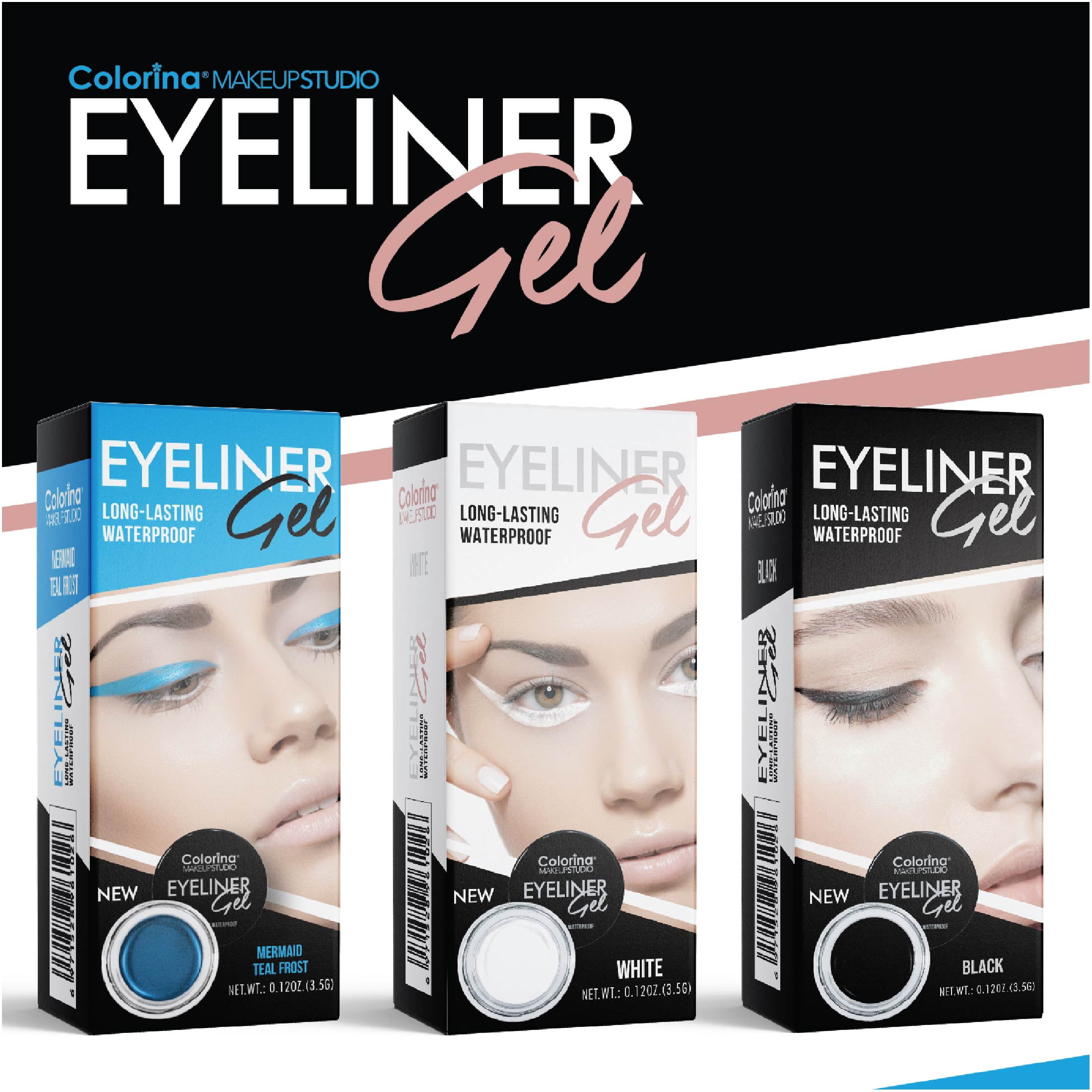 Colorina Makeup Studio Long Lasting Waterproof Eyeliner Gel White Color 0.14 oz