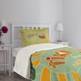 thumbnail image 5 of Ambesonne Tiki Bar Quilted Bedspread Set 2 Pcs, Aloha Fun Party, Twin Size, Almond Green Orange, 5 of 6