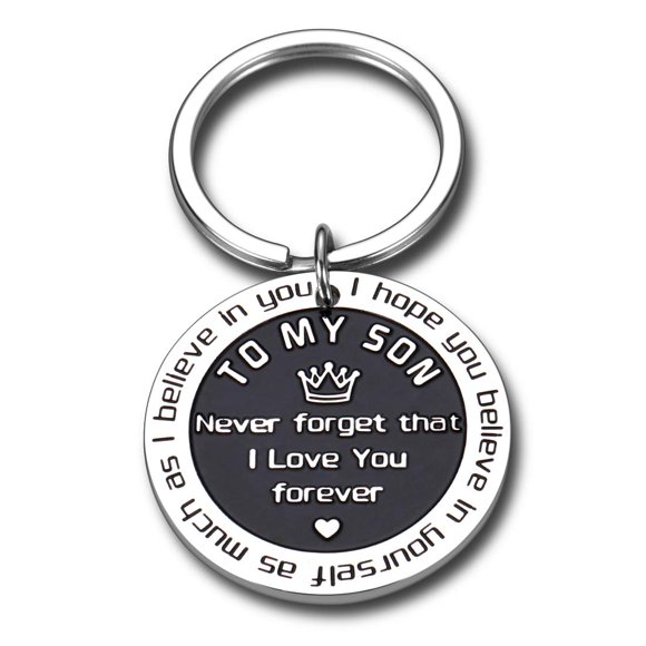 To My Son Inspirational Gifts I Love You Keychain From Step Mother Mom Dad Sweet 16th 18th 21st Birthday Graduation Christmas Back To School Gift For Boys Kids Teen Adult Men Foster Son Him Keyring