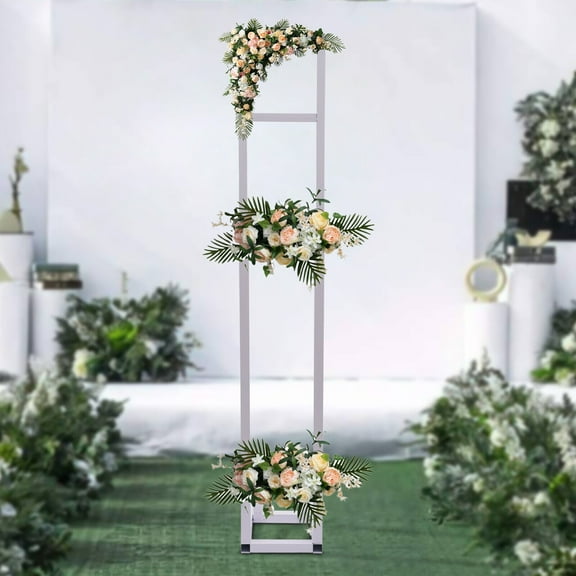 White Wedding Arch Backdrop Stand Party Arch Ceremony Square Balloon Rack