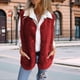 thumbnail image 5 of Chalecos de Forro con Cuello en V para Mujer, Chaquetas de Felpa con Botones, Sin Mangas, con Bolsillos. Rojo XXXL, 5 of 6