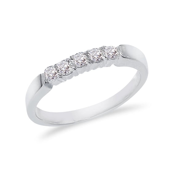 14K White Gold .75 ct Diamond Five Stone Band Ring