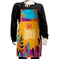 thumbnail image 1 of Hello Summer Kids Apron, Tropic Summer Beach Lettering Text Welcoming, Boys Girls Apron Bib with Adjustable Ties for Cooking Baking Painting, Multicolor, by Ambesonne, 1 of 2