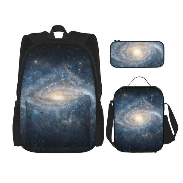 Disketp The Galaxy Mochila Estampada de Gran Capacidad con Lonchera y Estuche, Set de 3 Piezas para Estudiantes