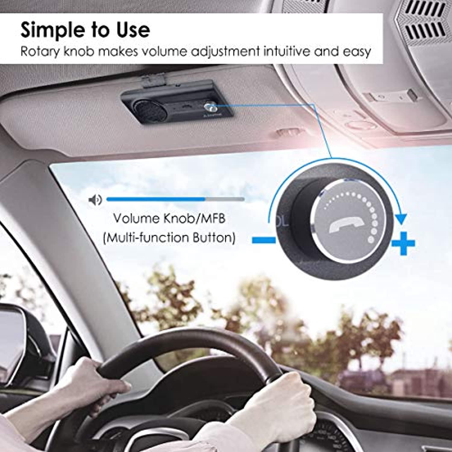 Avantree CK11 Hands Free Bluetooth 5.0 Car Kits, 3W Loud Speakerphone,  Support Siri Google Assistant \u0026