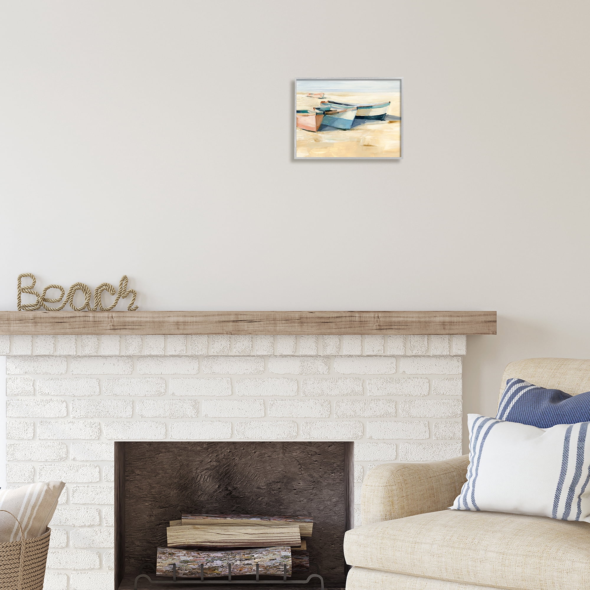 Stupell Industries Docked Boats Painting Transportation Painting Gray Framed Art Print Wall Art, 14 x 11