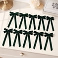 thumbnail image 3 of Set of 10 Velvet Christmas Bows with 12.4 Inch Long Tails, Dark Green, for Wreath and Tree, Holiday Decorations, 3 of 4
