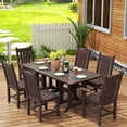 thumbnail image 4 of WestinTrends Malibu Outdoor Dining Table for 6, All Weather Poly Lumber Adirondack 71" Trestle Long Dining Table with Umbrella Hole, Dark Brown, 4 of 7