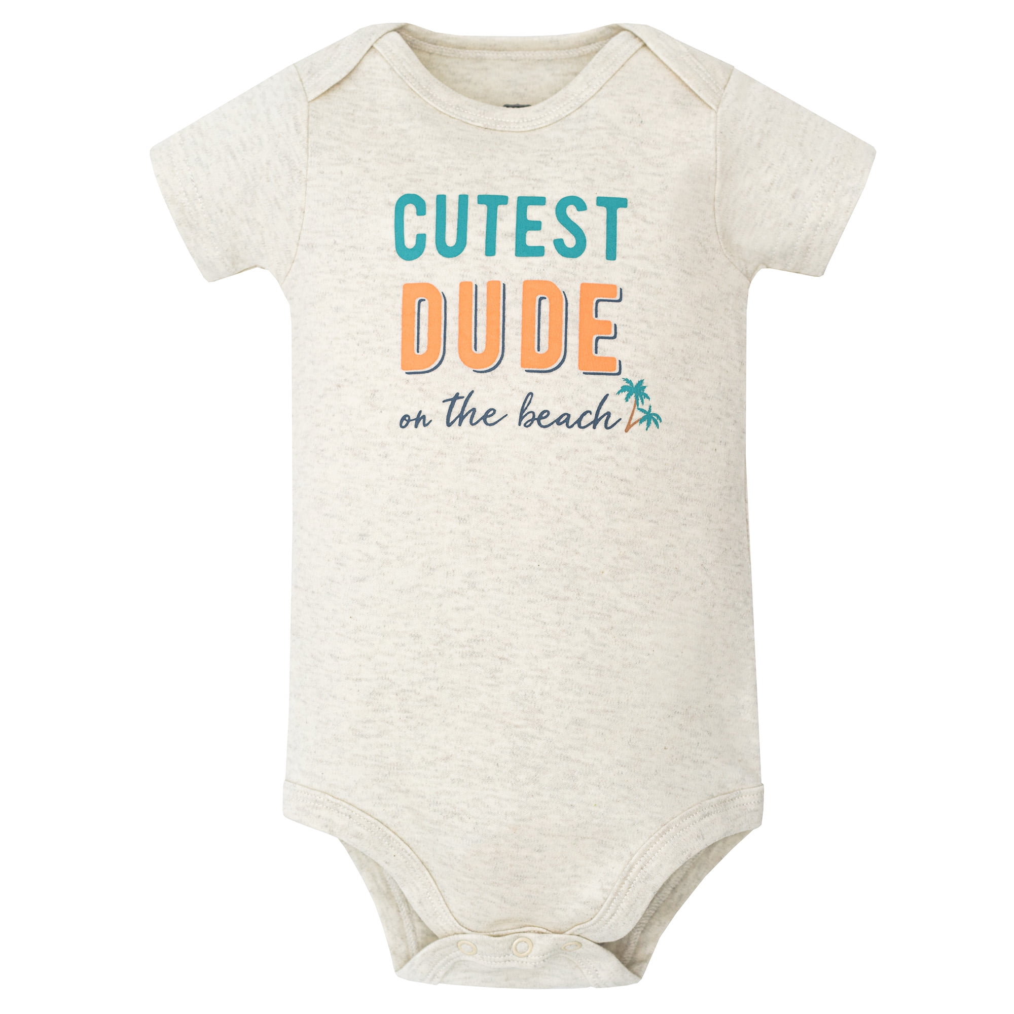Hudson Baby Infant Boys Cotton Bodysuits 5-Pack, Cutest Beach Dude, Newborn