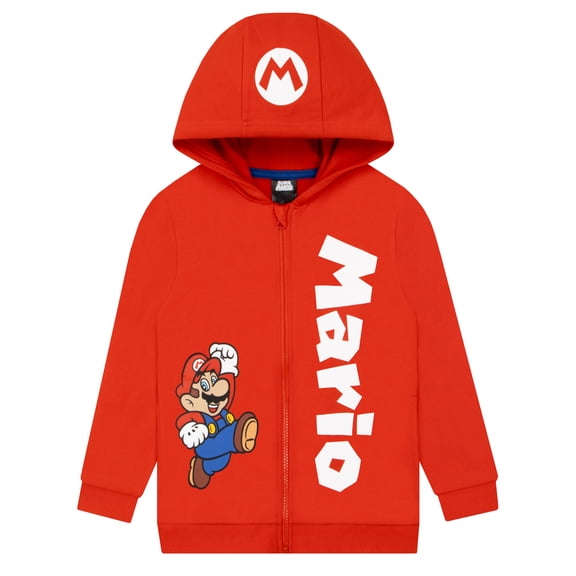 Super Mario Boys Zip Up Hoodie Red Sizes 6-14