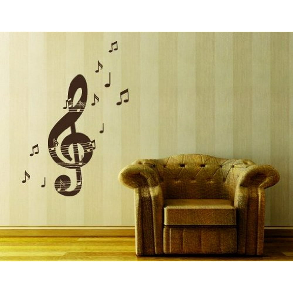 Music Notes With Treble Key Wall Decal Musical Notes Wall Sticker