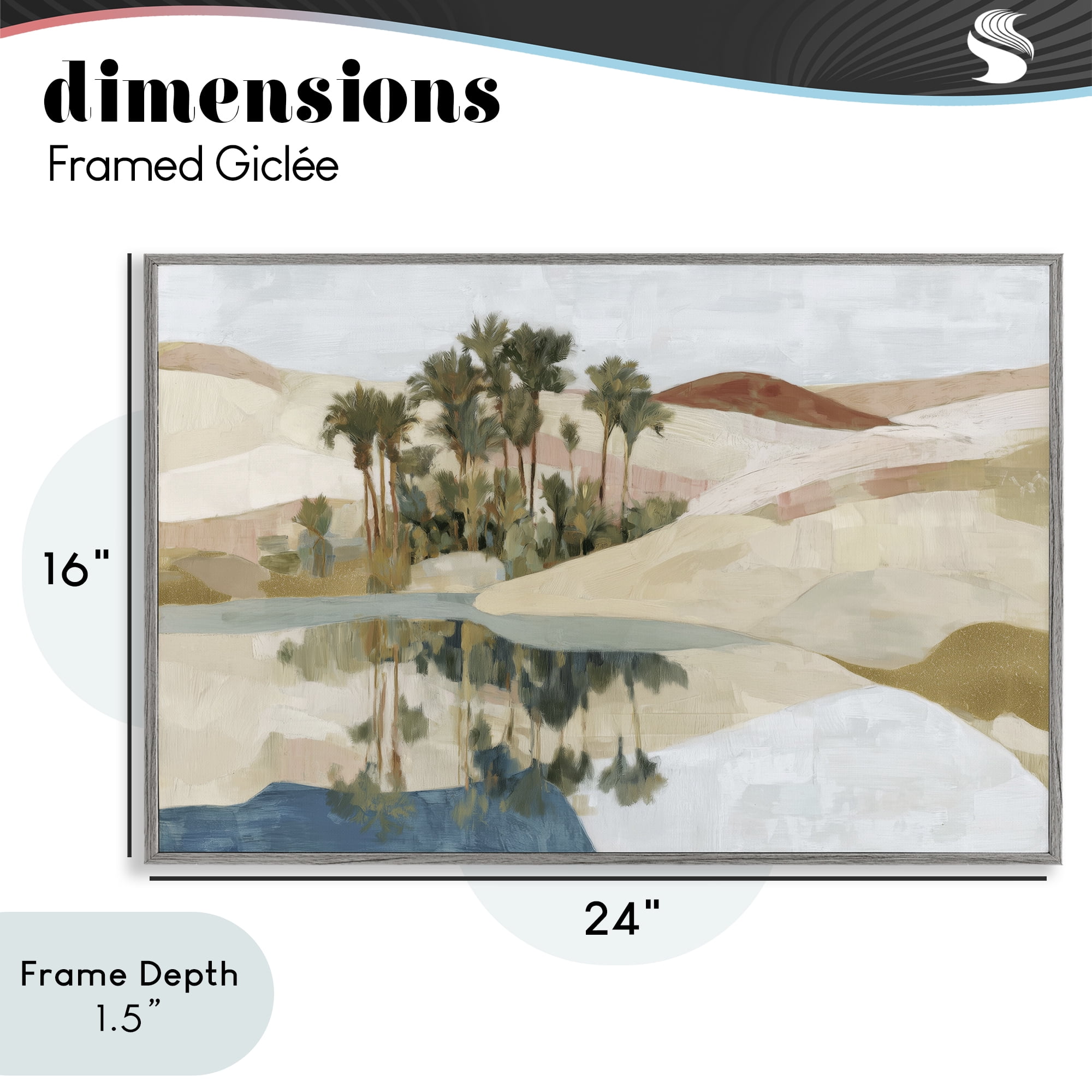 Stupell Industries Desert Oasis with Palm Reflection Gray Framed Giclee Art, design by Chromatic Storm Studio