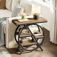 thumbnail image 2 of Fnova Side Table with Circular Metal Frame, End Table with 4-Tier Shelves for Living Room, Brown, 2 of 16