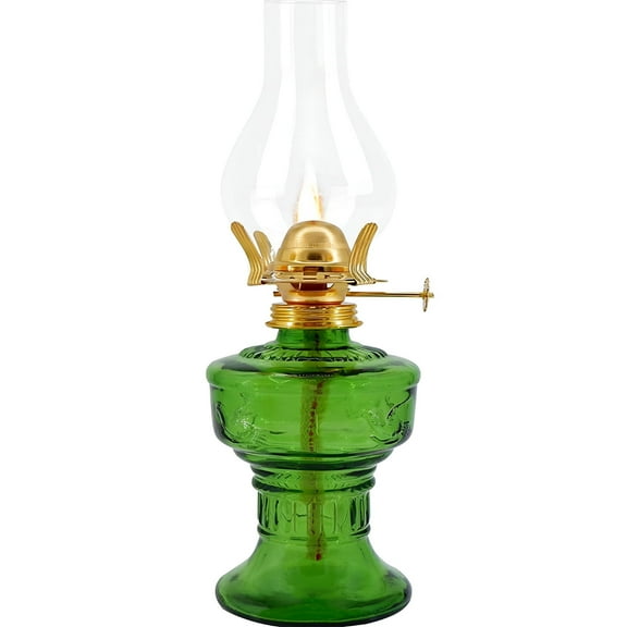 HIBIBUD Large Oil Lamp Lantern Vintage Glass Kerosene Lamp 12.5'' Chamber Oil Lamps for Indoor Use Home Decor Lighting Oil Lantern